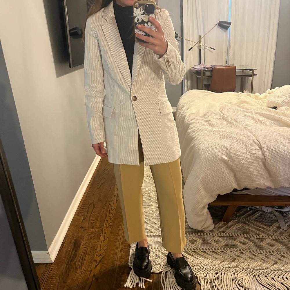 Joie Women's seersucker beige Pinstripe Blazer XS